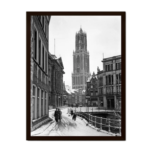 Stadhuisbrug in de sneeuw | Utrecht | ca. 1945 — ingelijste poster