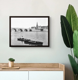 Sint Servaasbrug en Wyck | Maastricht | 1955 — ingelijste poster aan de muur