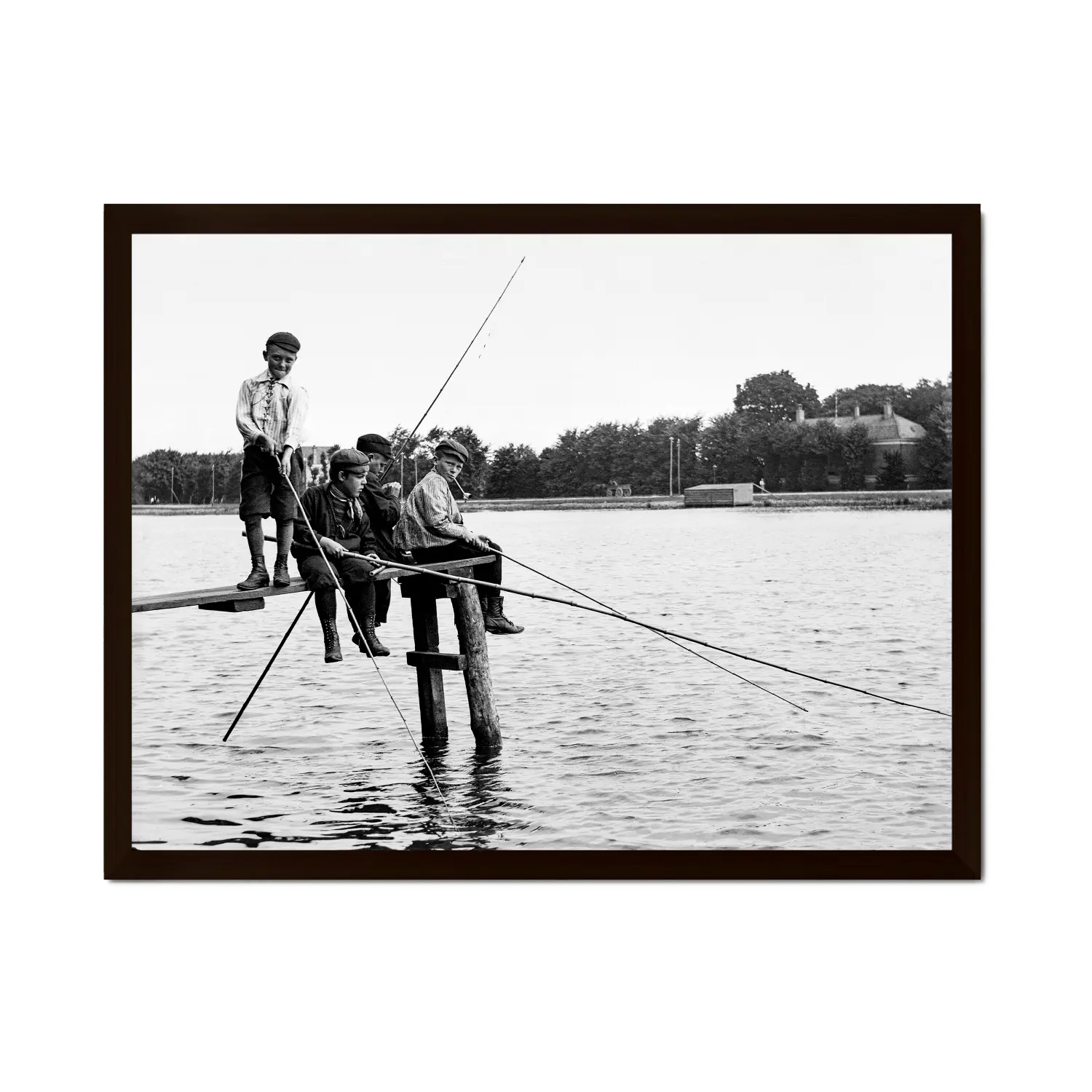 Historische foto poster van Jacob Olie: Vissen aan de Amstel, Amsterdam (1896)