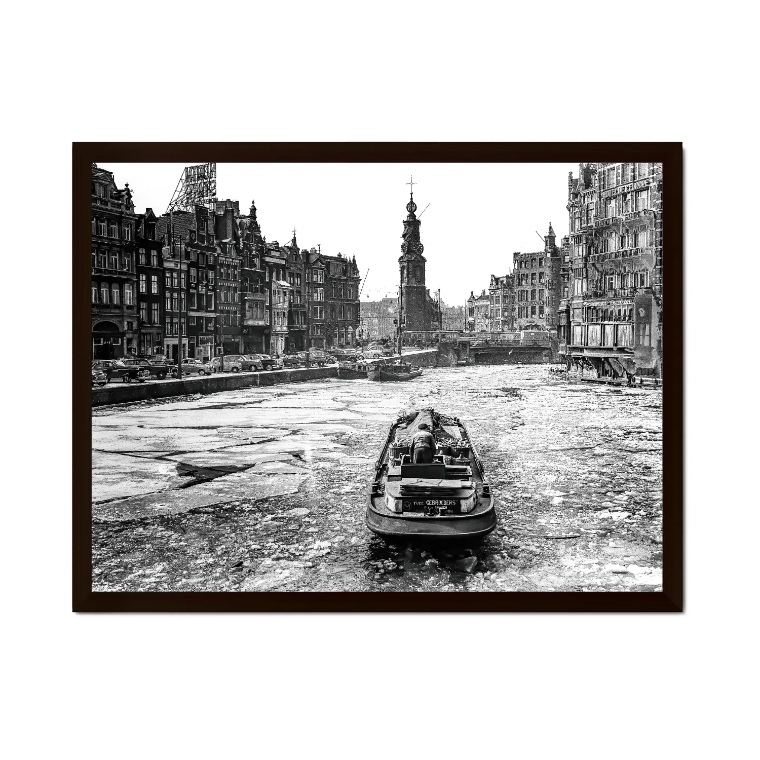 Historische foto poster: Ijs op de binnenamstel, Amsterdam (1955)