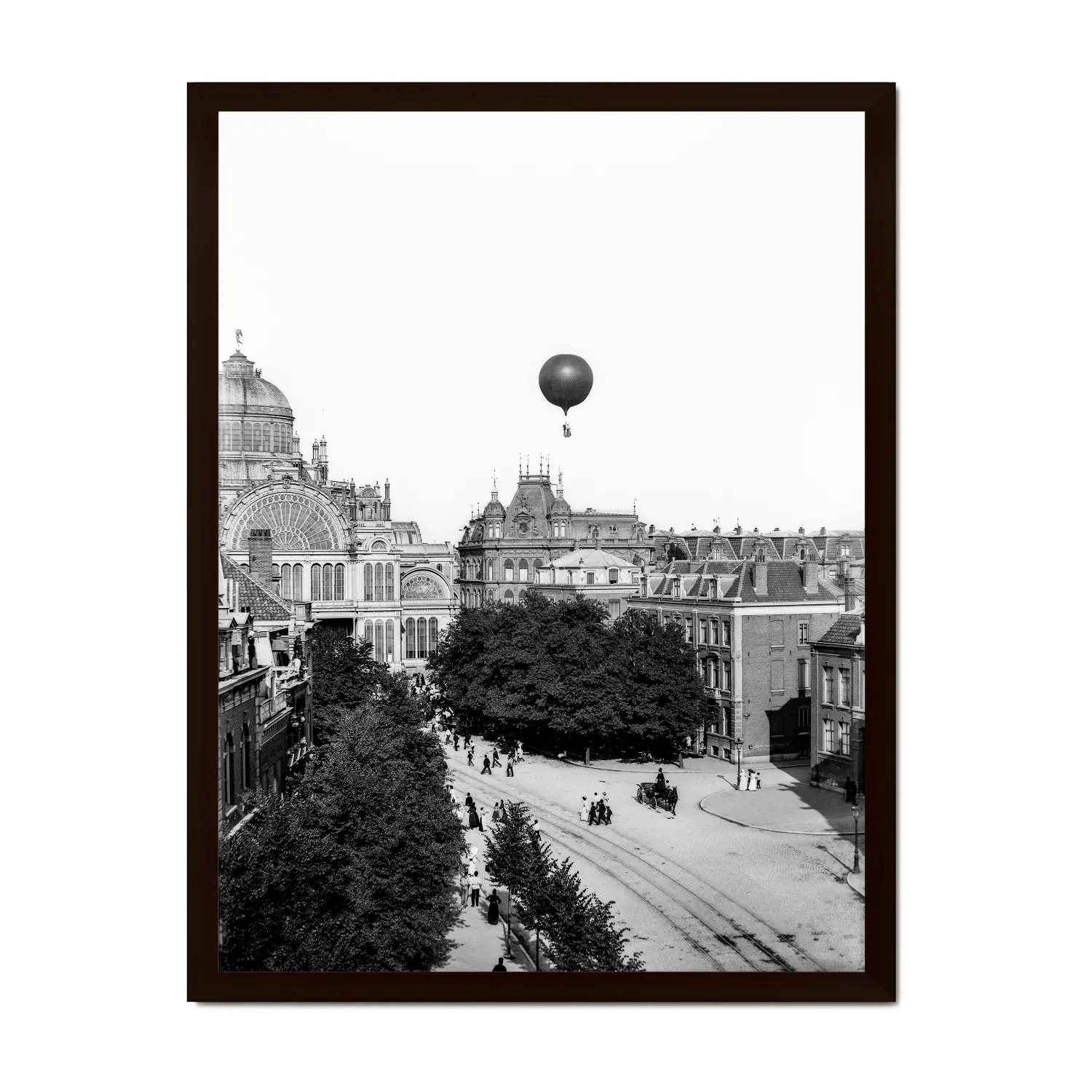 Historische foto poster van Jacob Olie: Ballonvaart bij het Paleis voor Volksvlijt, Amsterdam (1893)