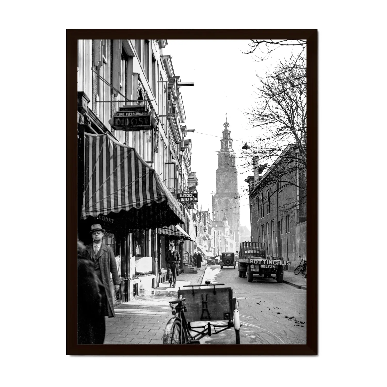Historische foto poster: Zicht op de Martinitoren, Groningen (1939)