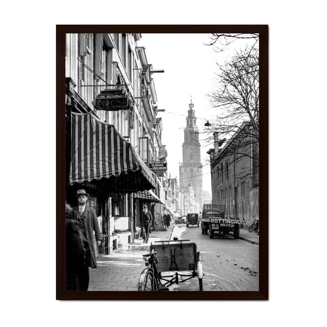 Historische foto poster: Zicht op de Martinitoren, Groningen (1939)